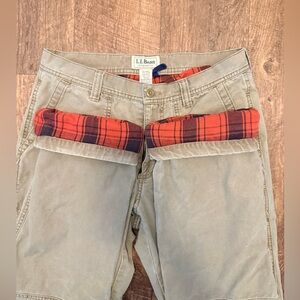 LL Bean Flannel Lined Canvas Pants Men’s 32x32 Khaki Workwear